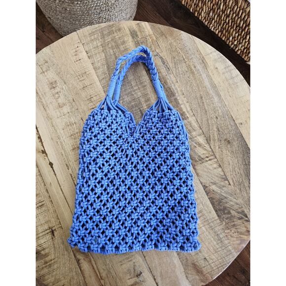 J. Crew Cadiz Hand Knotted Cotton Rope Tote Macrame Travel Beach - Picture 1 of 6